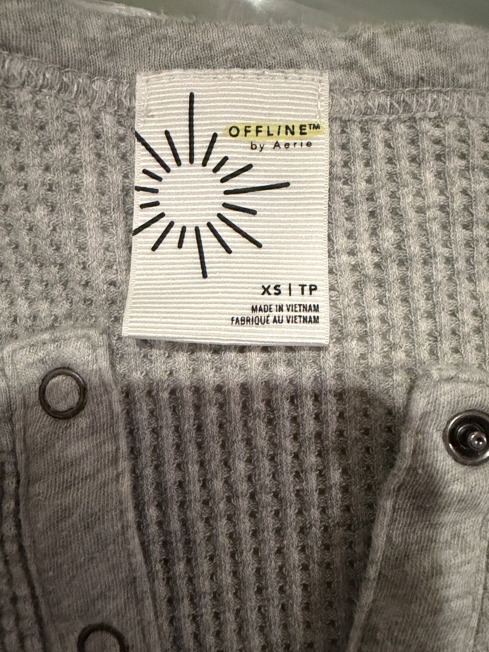 Offline by Aerie Women's Light Gray Waffle Henley Top